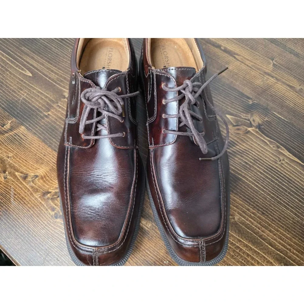 Florsheim Billings Men's 10 D Shoes Brown Leather Derby Square Toe Oxford‎ 13113